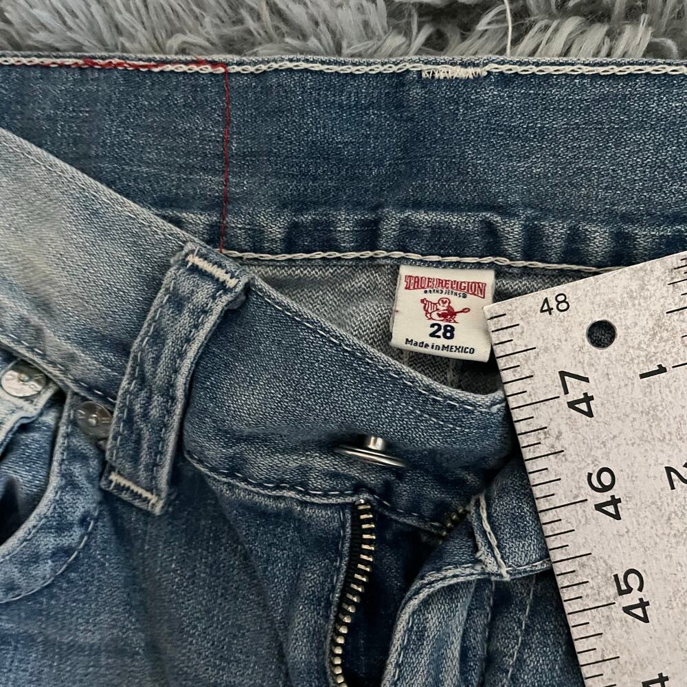 True Religion Straight Flap Roll Blue Jeans Denim Womens 28 - Picture 7 of 8